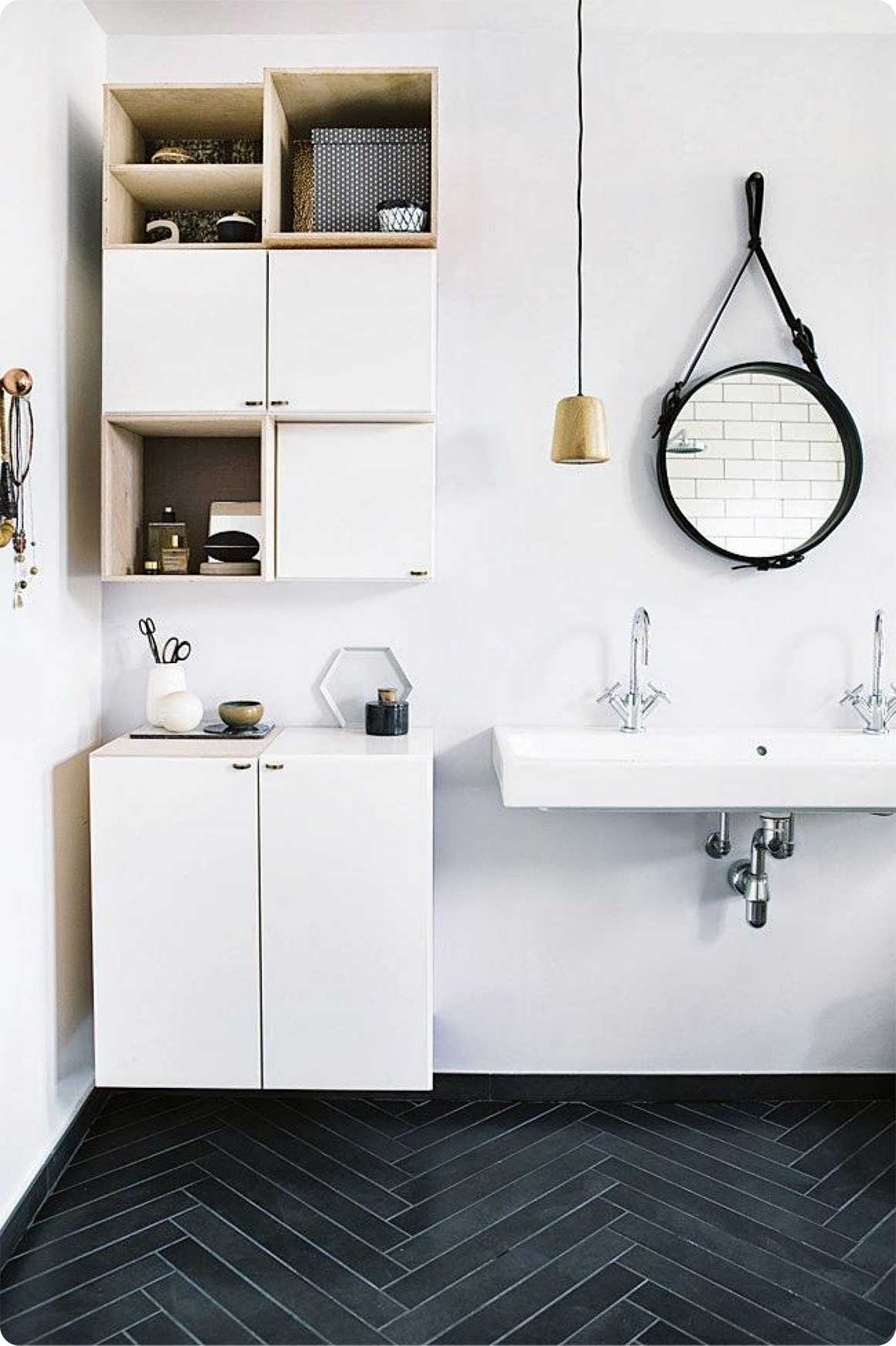 black-herringbone-bathroom-floor