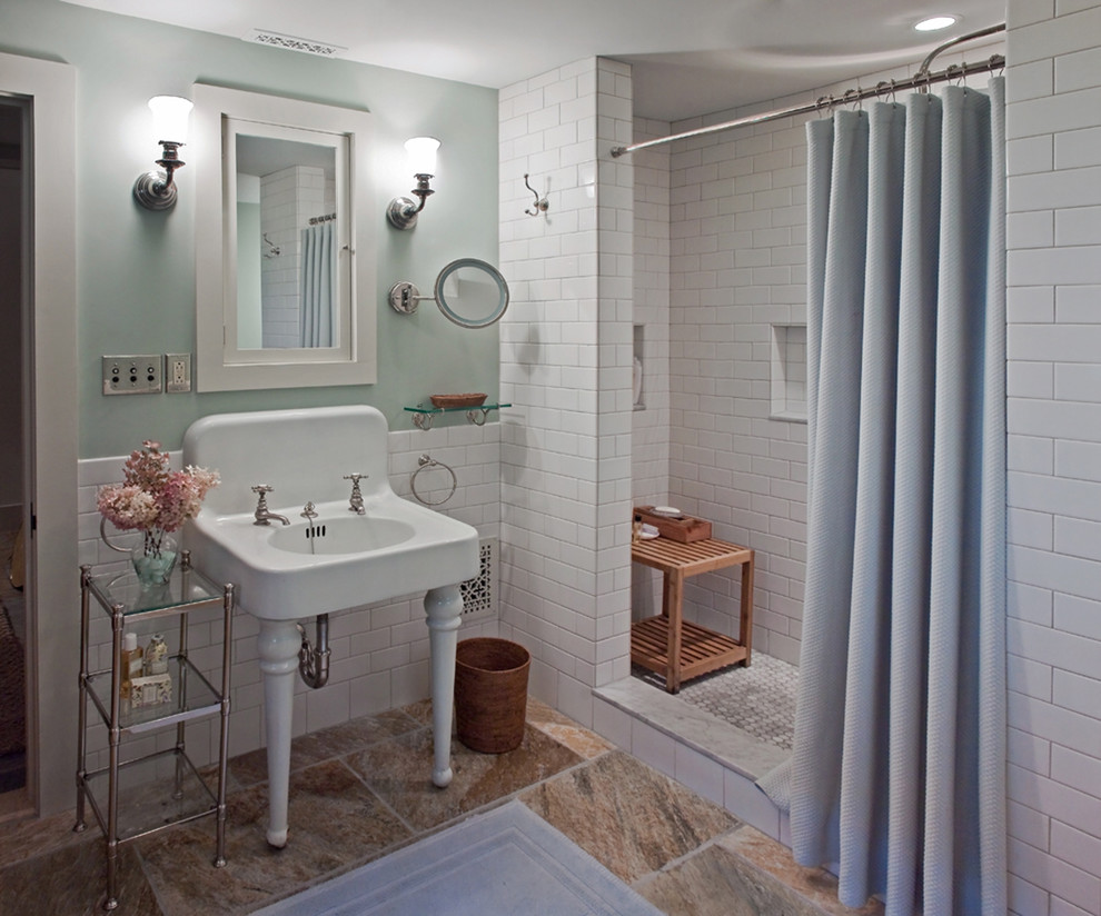 ceramic-tile-showers-Bathroom-Traditional-with-alcove-area-rug-console