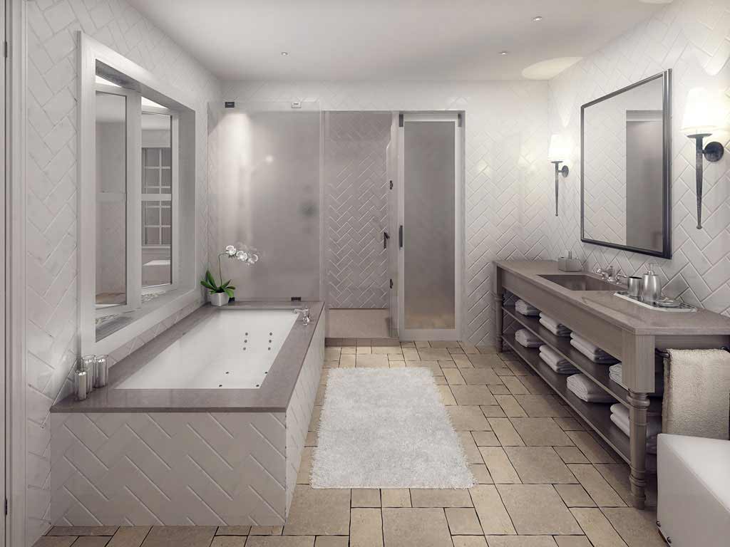 glowing-herringbone-bathroom-natural-stone-tile