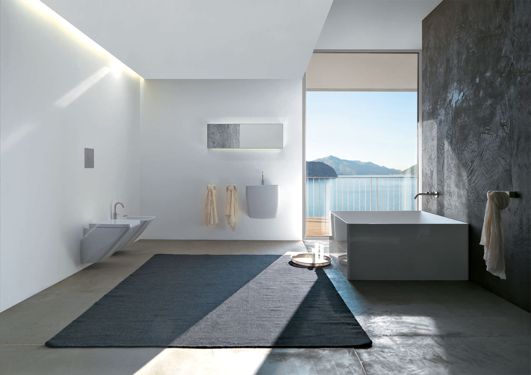 ideas-bathroom-resplendent-modern-false-ceiling-light-over-vanity-as-well-as-black-bathroom-rug-also-square-bathtub-added-grey-gloss-ceramic-wall-tile-in-open-views-modern-bathroom-designs-goodly-squ