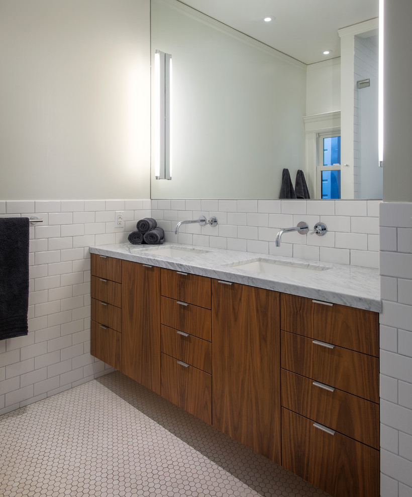 subway-tile-ideas-Bathroom-Contemporary-with-beige-wall-black-towel