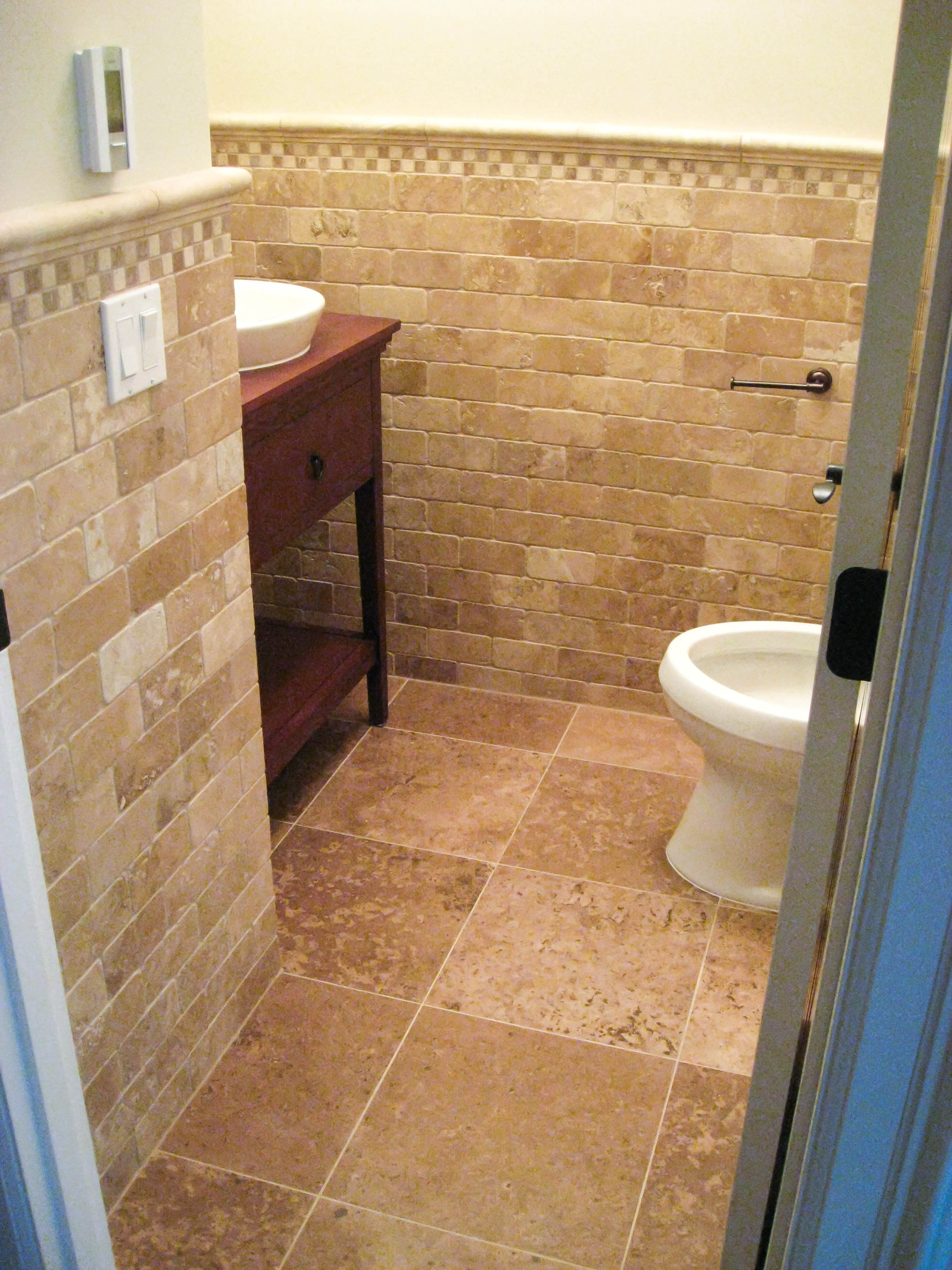 Small-Bathrooms-With-Brown-Ceramic-Tile-Wainscoting-Top-Bathroom-