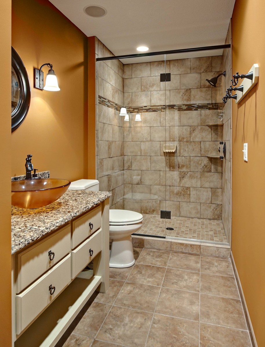 bathroom-lighting-and-golden-wall-plus-wall-lighting-for-small-bathroom-ideas-with-bathroom-floor-tile-ideas-and-seat-toilet-also-freestanding-vanity-with-vessel-sinks-and-glass-shower-door-915x1201